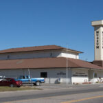 Exterior view of the Farnsworth TV and Pioneer Museum in Rigby, Idaho, showcasing its unique architecture and welcoming entrance.