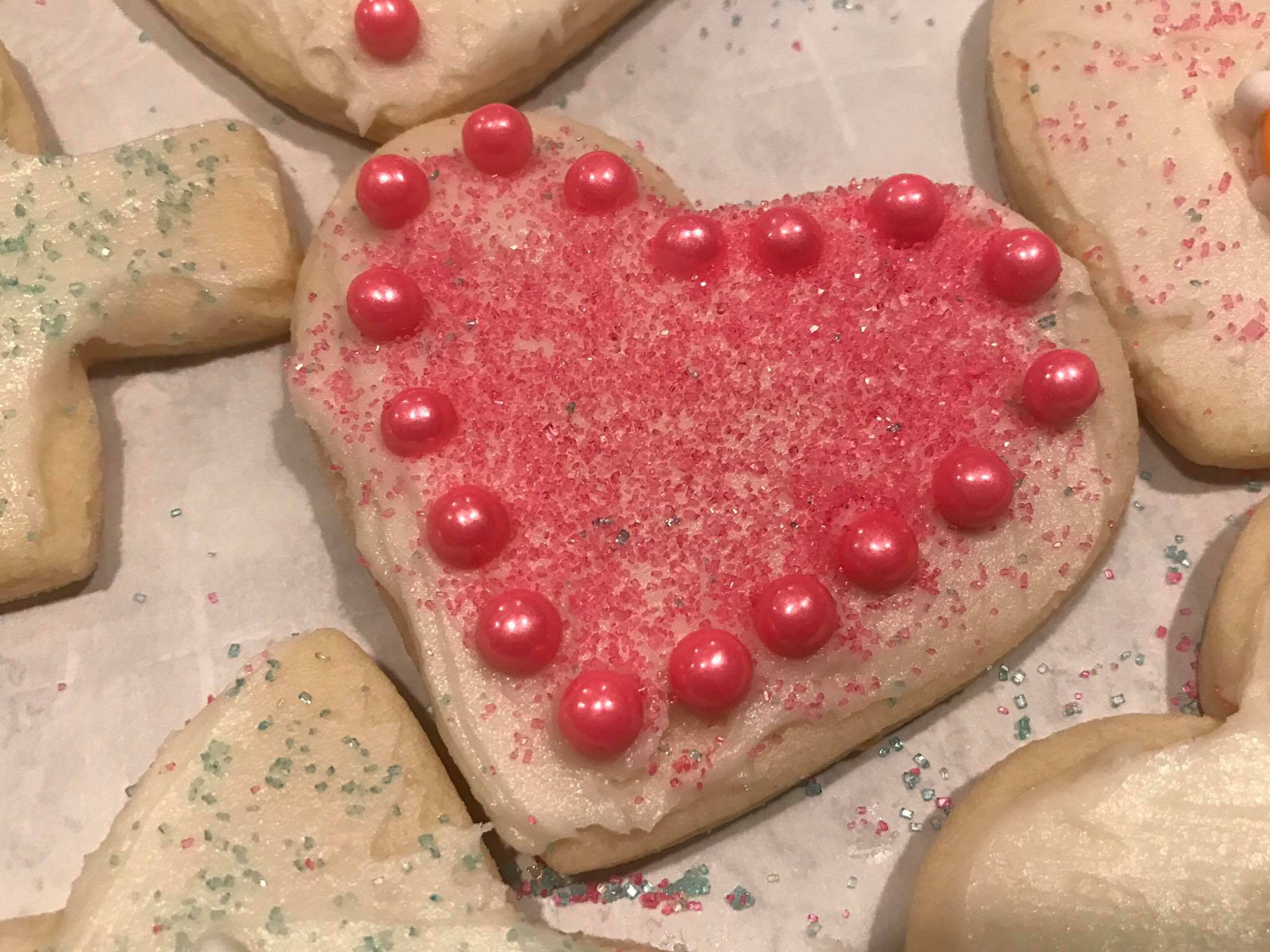 Decorated sugar cookie with candy pearls