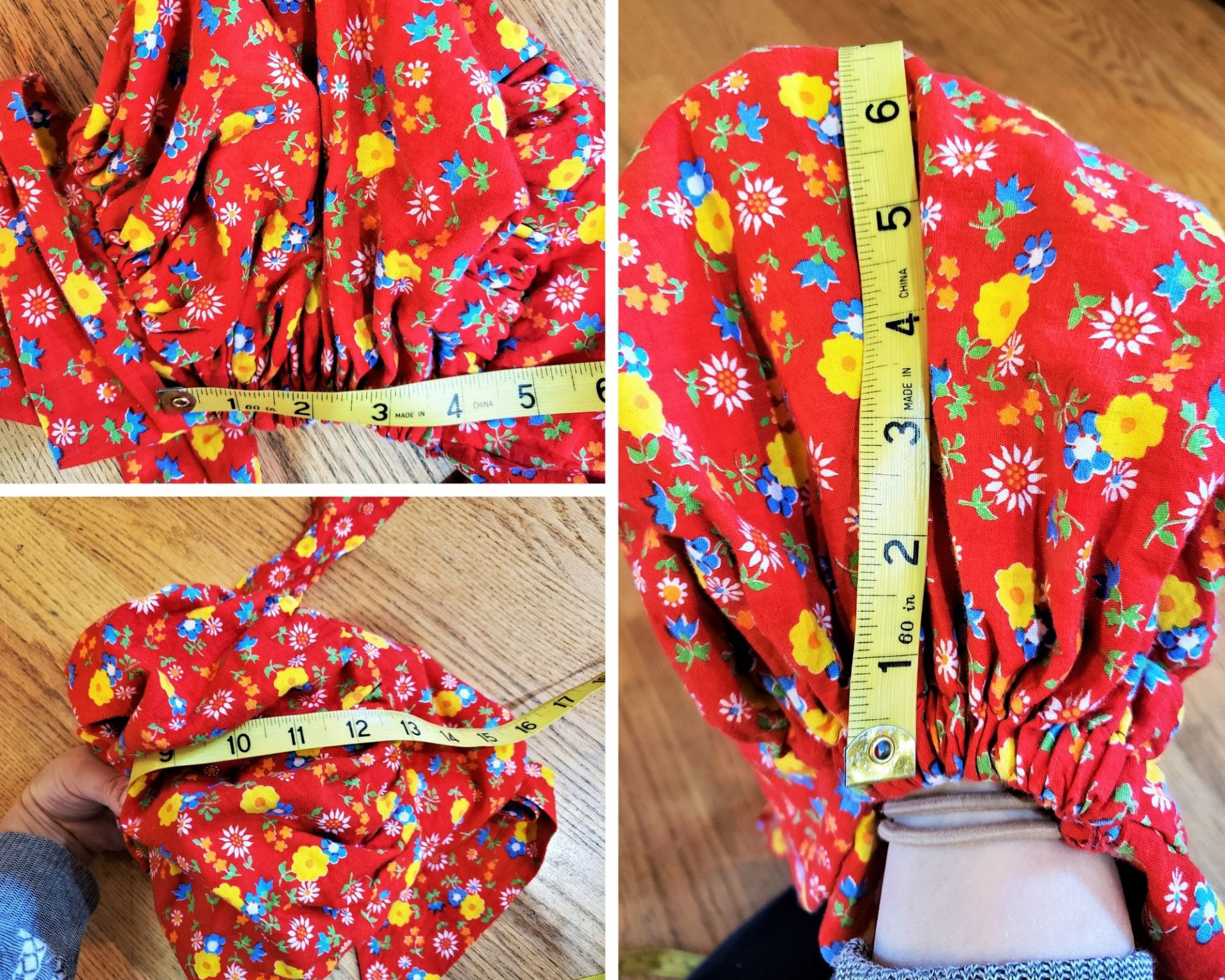 Measuring a vintage bonnet to create a paper pattern