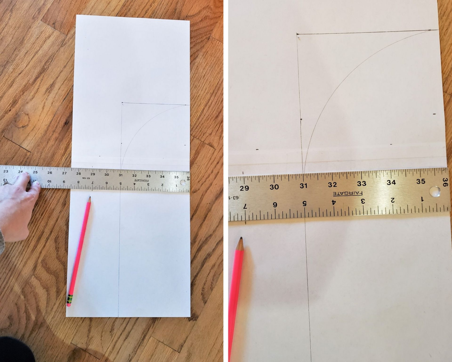 Drawing the crown pattern piece using a microwave splatter cover for curves