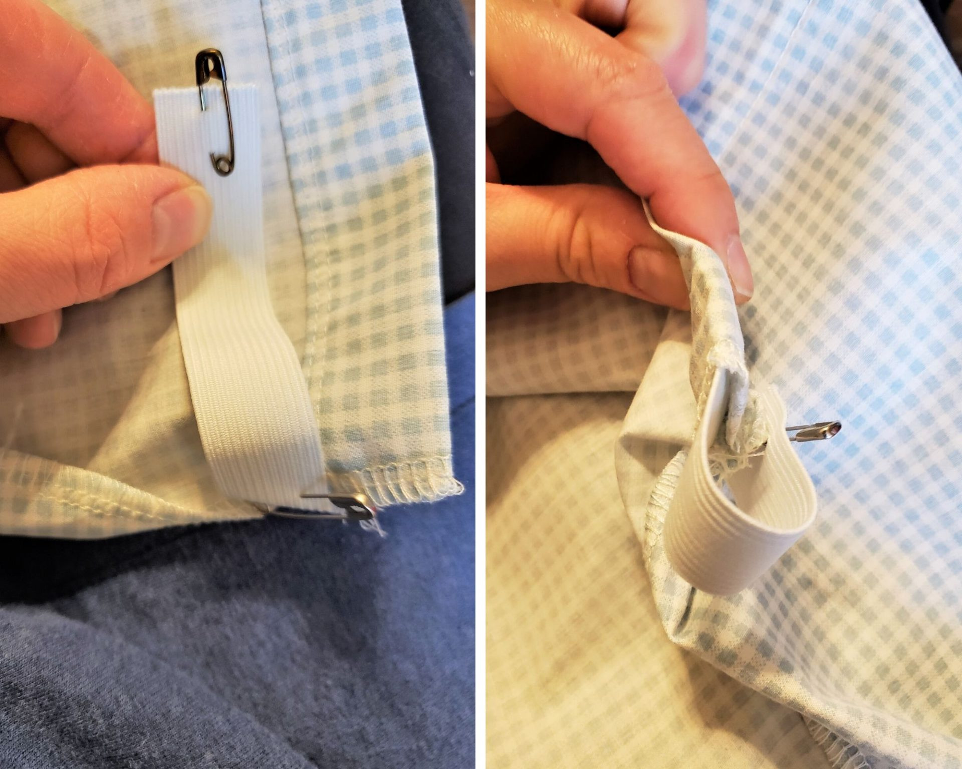 Creating an elastic casing on the bonnet crown piece