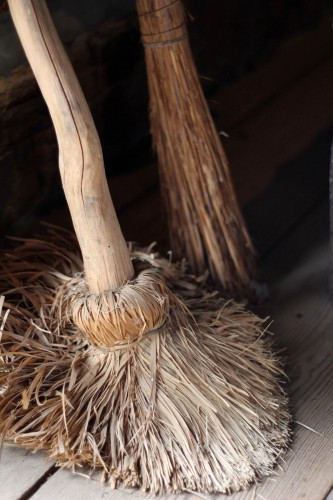 A handmade broom, a simple yet essential tool representing pioneer craftsmanship and daily life