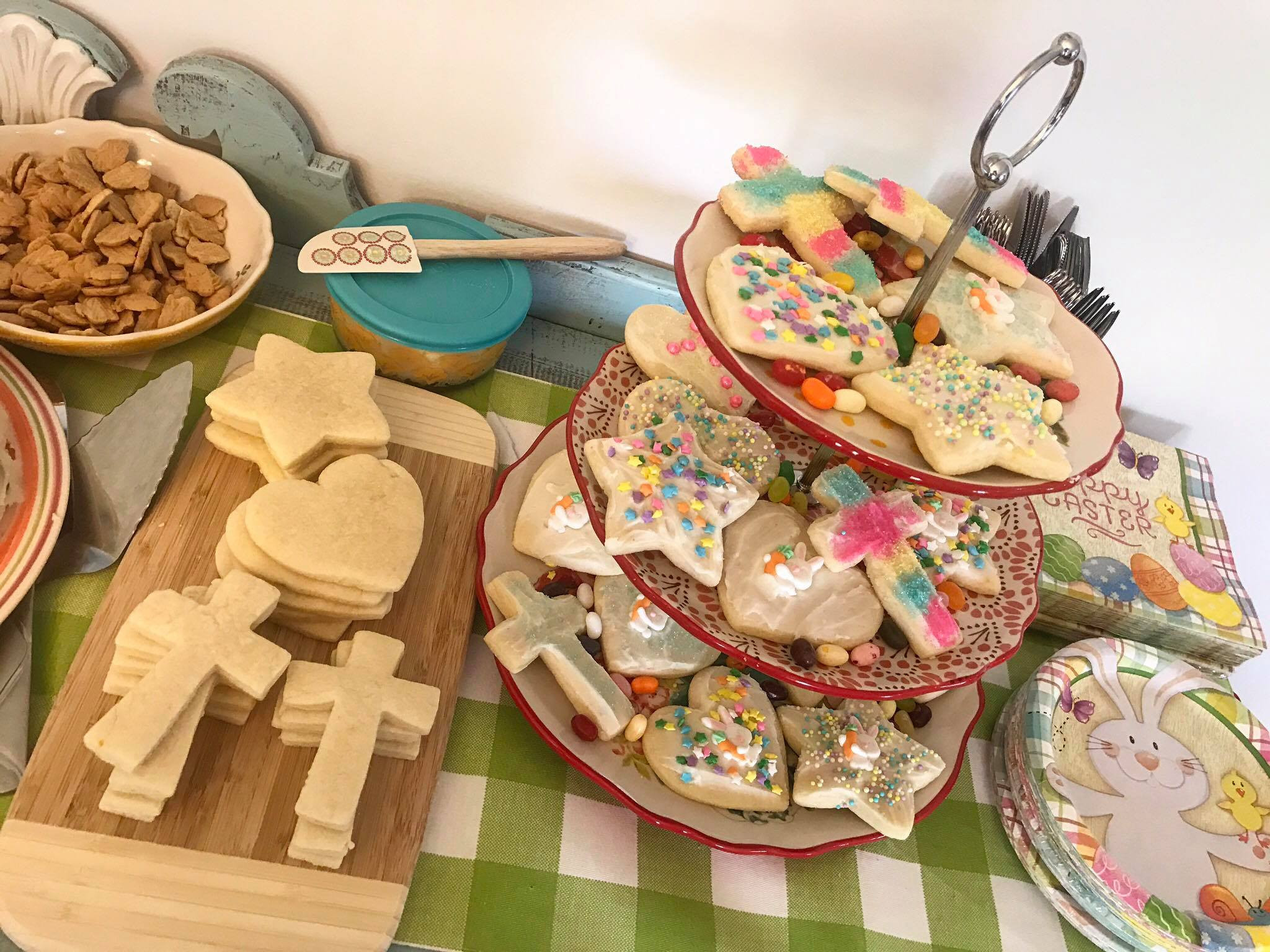 Sugar cookie decorating station at Easter brunch