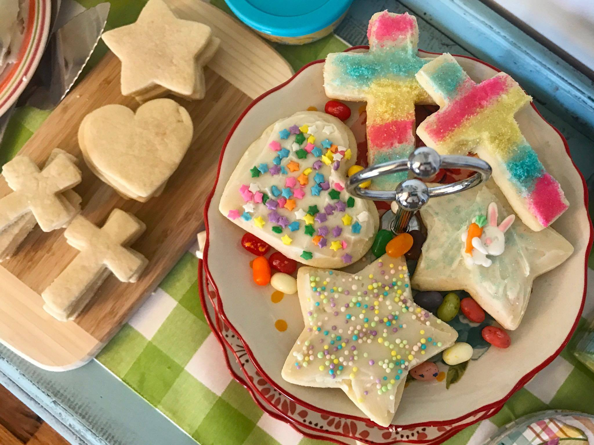 Close-up of beautifully decorated sugar cookies