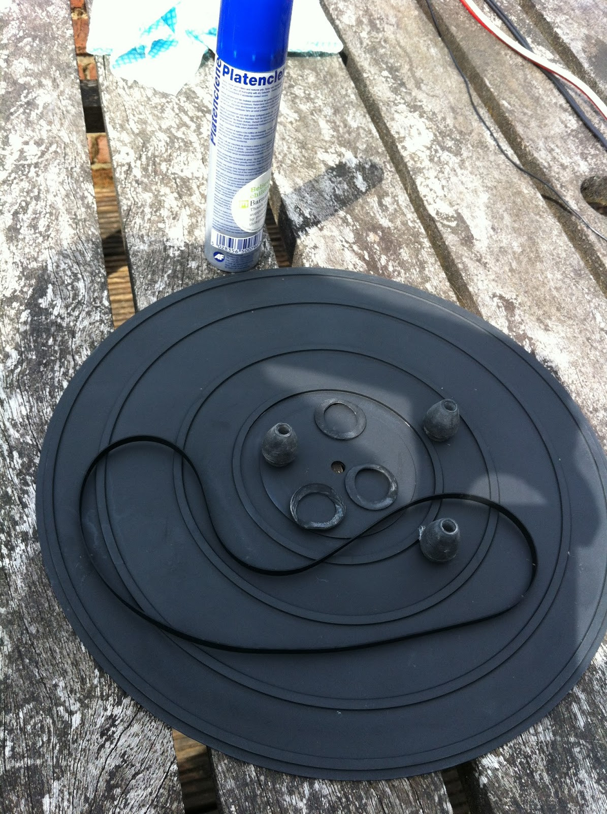 Collection of Pioneer PL-12D rubber components ready for restoration treatment.