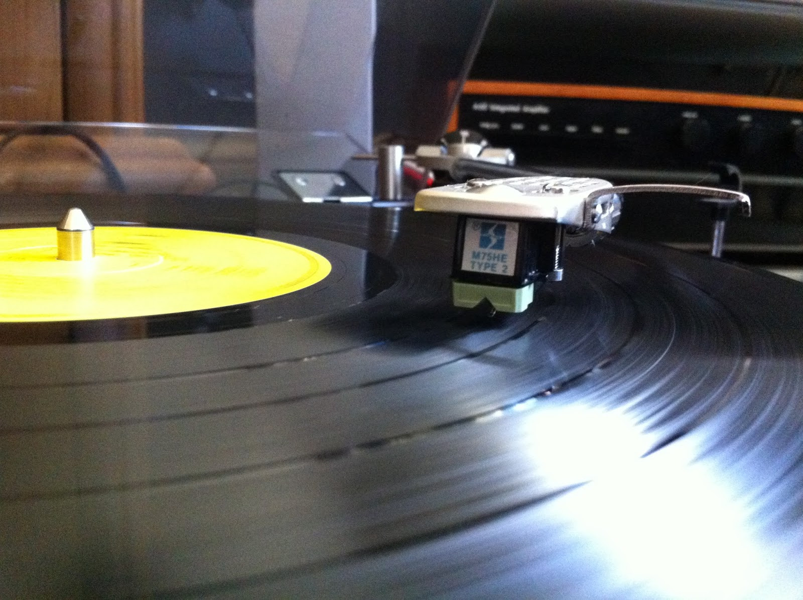 Baerwald protractor printed from Vinyl Engine, placed on Pioneer PL-12D platter for alignment.