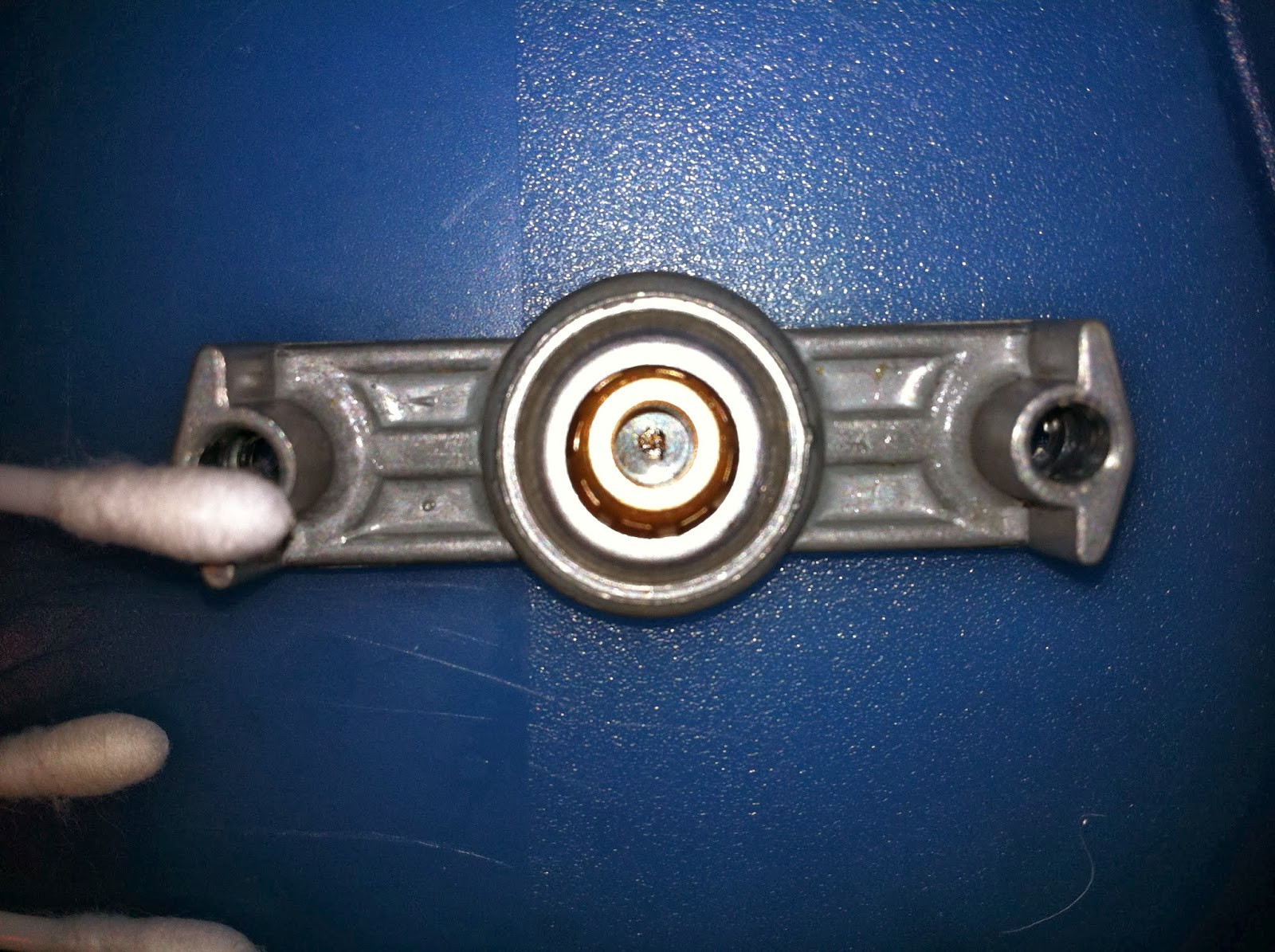 Pioneer PL-12D motor components: bolts, spindle, bearing frames, cleaned and ready for reassembly.