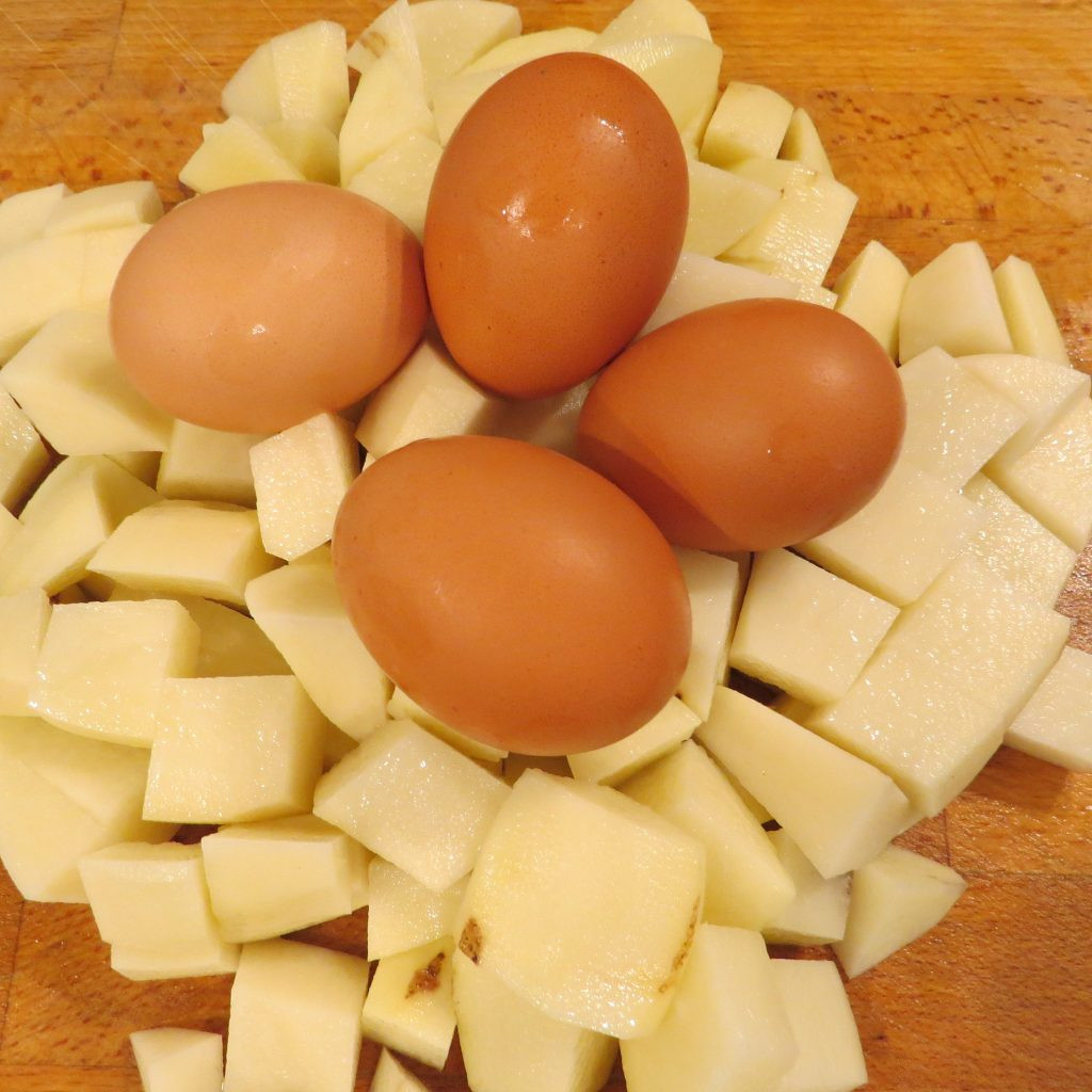 potatoes and eggs for salad