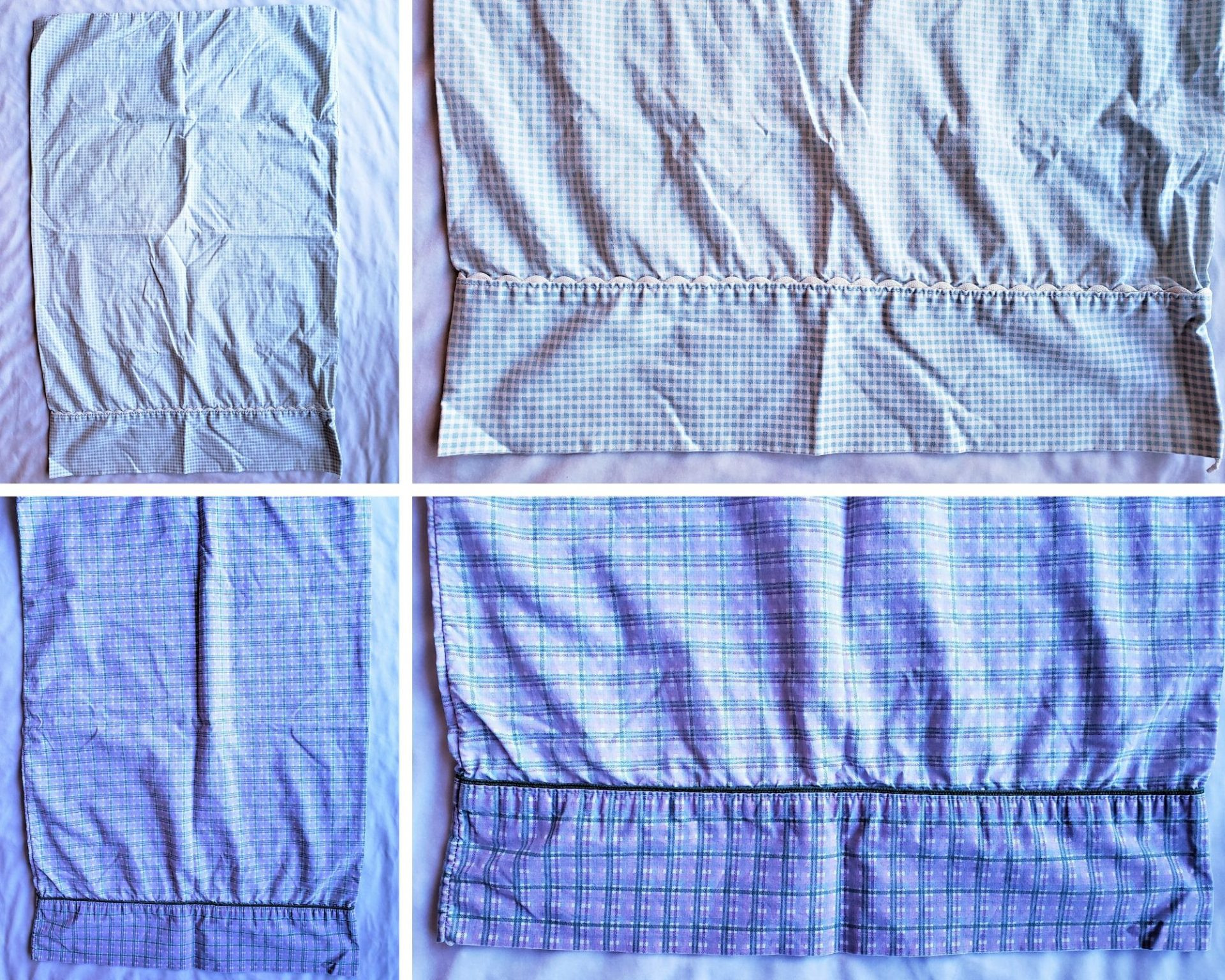 Collage showcasing different pillowcase trim details suitable for pioneer bonnets