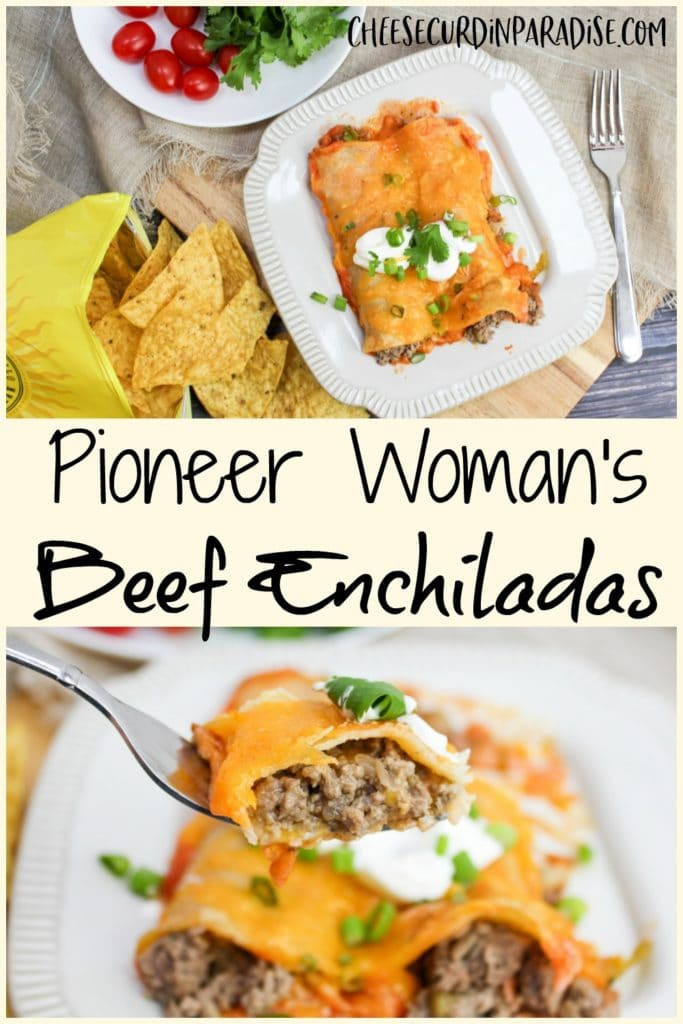 Pioneer Woman Beef Enchiladas plated and ready to eat