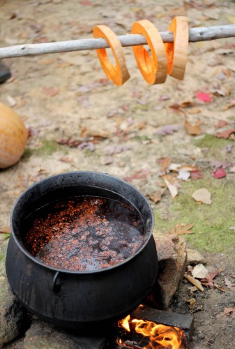Sassafras tea being prepared, representing traditional pioneer food and beverage practices