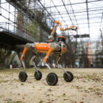 Swiss-Mile's autonomous robot navigating a Zurich street, showcasing its delivery capabilities